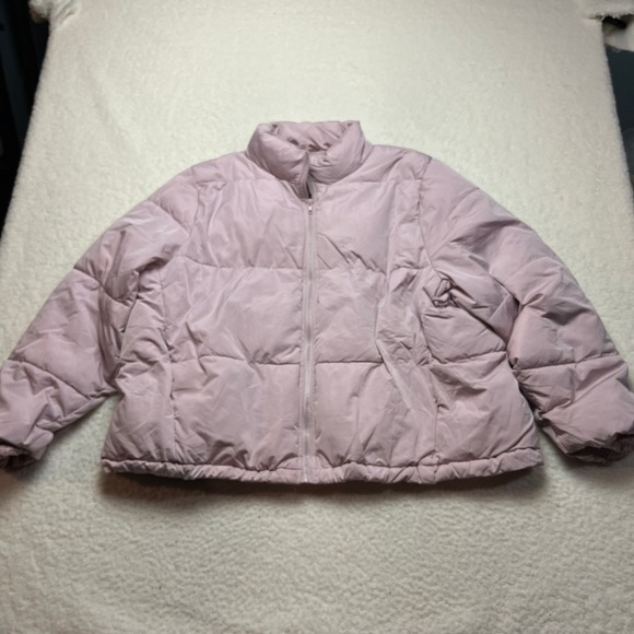 Forever 21 Puffer Jacket Womens 3X Pink Full Zip Mock Neck Quilted Coat 4089 - Picture 2 of 8